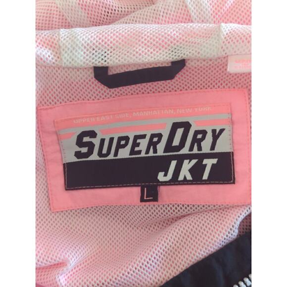 Superdry Colorblock Cagoule Hooded Full Zip Pink Black Women's Size 10 - Picture 15 of 16